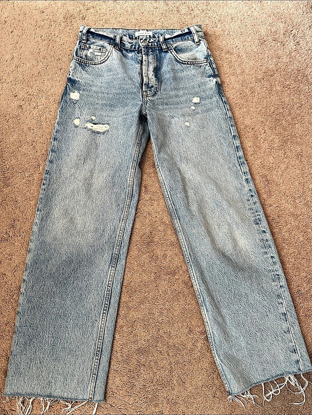 ANINE BING Gavin Straight Leg Jeans in Blue Waist 24